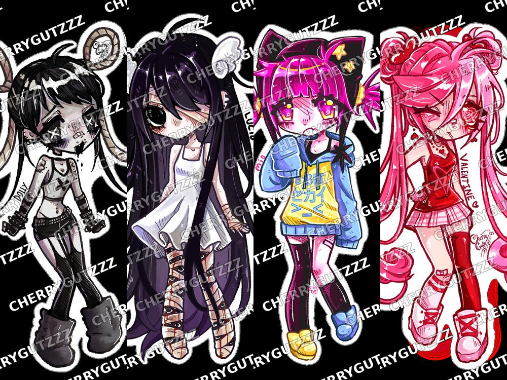Dolly, Lucid, Mio, and Valentine sticker artwork by CHERRYGUTZZZ